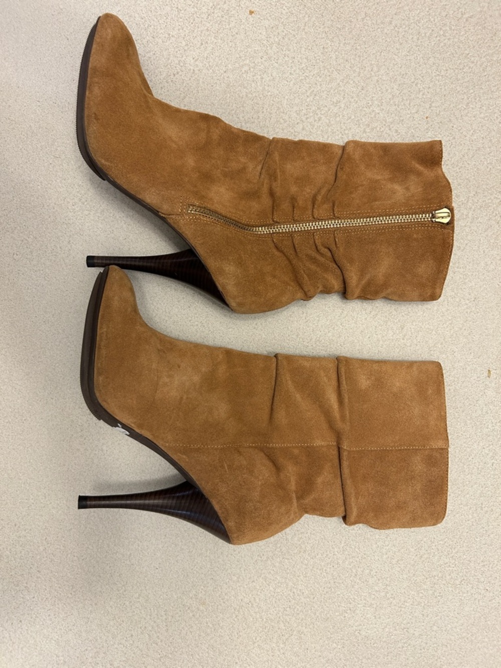 NEW Michael Kors Cognac Suede Pointed-Toe Stiletto Ankle Boots
